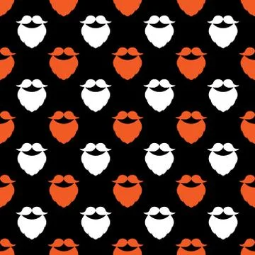 Seamless vector pattern with mustache and beard. White and redhead elements on a Illustrazione stock