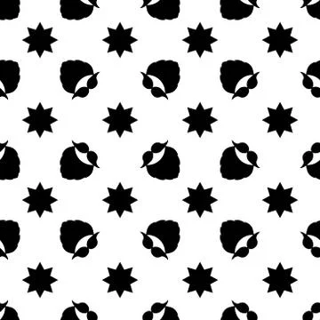 Seamless vector pattern. Mustache, beard, and decorative stars. Black elements Illustrazione stock