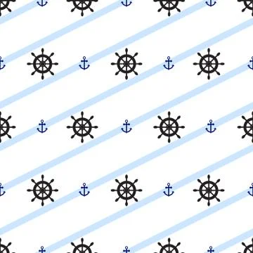 Seamless vector pattern with nautical anchors Stock Illustration