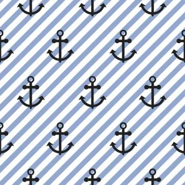 Seamless vector pattern with nautical anchors Stock Illustration