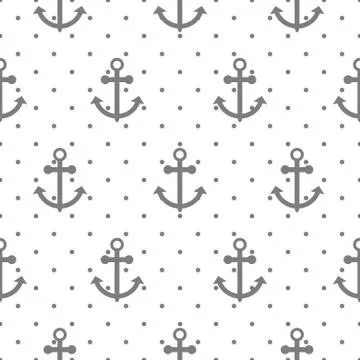 Seamless vector pattern with nautical anchors Stock Illustration