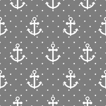 Seamless vector pattern with nautical anchors Stock Illustration