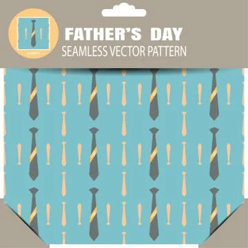 Seamless vector pattern with neckties and yellow stripe on the turquoise ba.. Stock Illustration