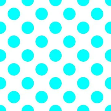 Seamless vector pattern with neon blue polka dots on white background Stock Illustration