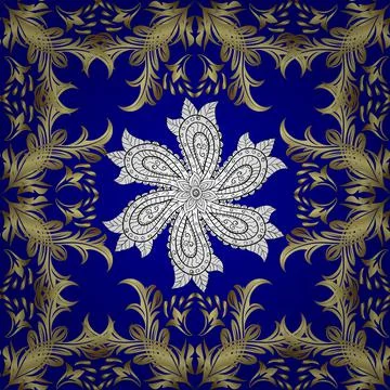 Seamless. Vector pattern on neutral, blue and yellow colors. Suitable for fabric Иллюстрация