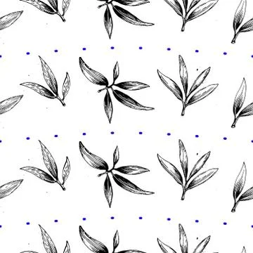 Seamless vector pattern with olive branch Stock Illustration