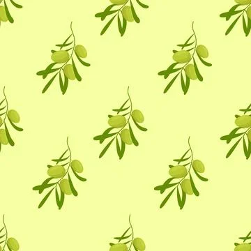 Seamless vector pattern with olive branches Stock Illustration