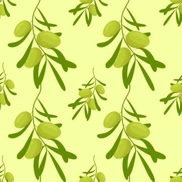 Seamless vector pattern with olive branches Stock Illustration