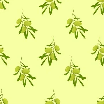 Seamless vector pattern with olive branches Stock Illustration