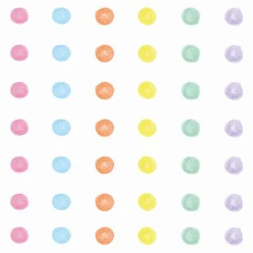 Seamless vector pattern or texture with colorful polka dots on white backgrou Illustrazione stock