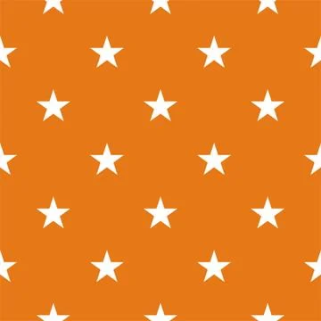 Seamless vector pattern or tile texture with white stars on orange background Stock Illustration