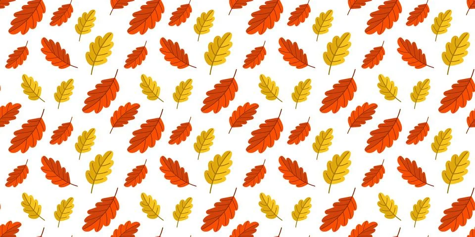 Seamless vector pattern with orange and brown autumn leaves Stock Illustration