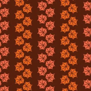 Seamless vector pattern with orange ivy leaves on a brown background Stock-Illustration