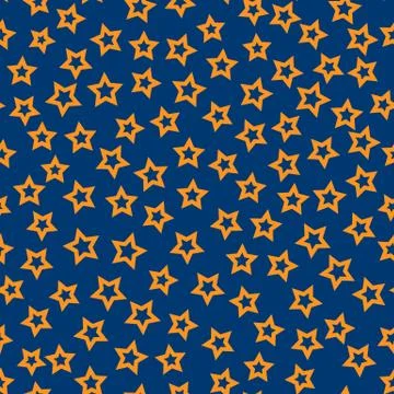 Seamless vector pattern with orange outlined stars. For Christmas packaging Stock Illustration