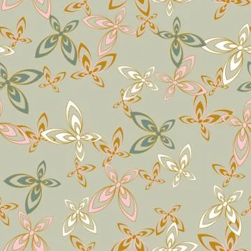 Seamless vector pattern with ornamental butterflies in delicate colors Illustrazione stock