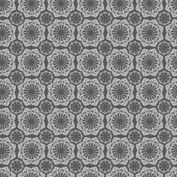 Seamless vector pattern with ornamental circular motifs in grey tones 스톡 일러스트