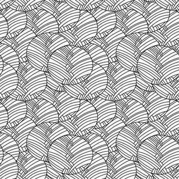 Seamless vector pattern. Ornamental linear background with circles. Decorativ Illustrazione stock