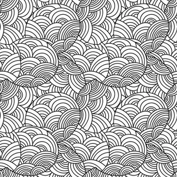 Seamless vector pattern. Ornamental linear background with circles. Decorativ Illustrazione stock