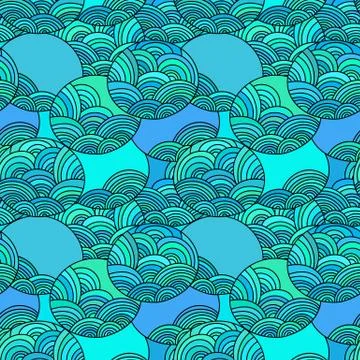 Seamless vector pattern. Ornamental linear background with circles. Decorativ Stock Illustration