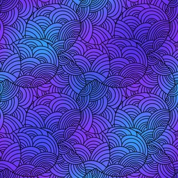 Seamless vector pattern. Ornamental linear background with circles. Decorativ Stock Illustration