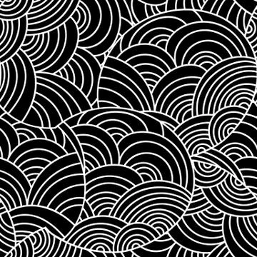 Seamless vector pattern. Ornamental linear background with circles. Decorativ Stock Illustration