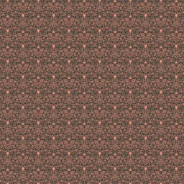 Seamless vector pattern with ornate swirls and simple tulip flowers Illustrazione stock