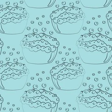 Seamless vector pattern with outline basin with bubble 스톡 일러스트