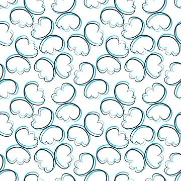 Seamless vector pattern with outline blue wings Illustrazione stock