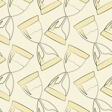 Seamless vector pattern with outline cartoon hourglass Stock Illustration