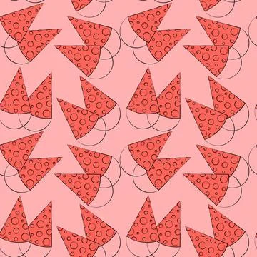 Seamless vector pattern with outline holiday cap Stock Illustration