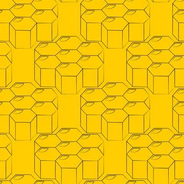 Seamless vector pattern with outline honey comb Stock Illustration