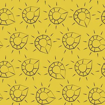 Seamless vector pattern with outline orange diamond Illustrazione stock