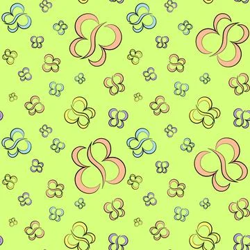 Seamless vector pattern with outline pastel butterfly Stock Illustration