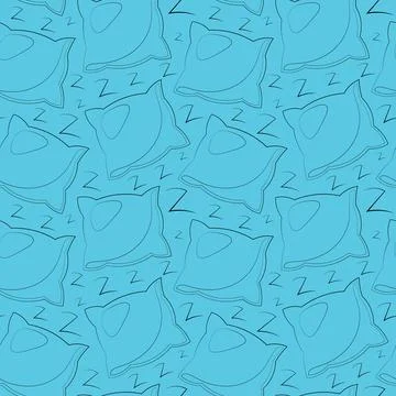Seamless vector pattern with outline pillow for sleep Illustrazione stock