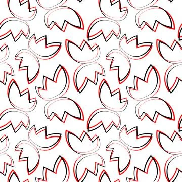 Seamless vector pattern with outline red wings 스톡 일러스트