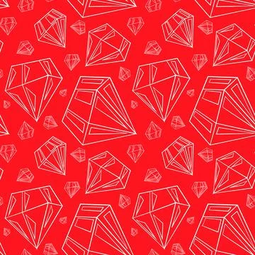 Seamless vector pattern with outline white diamonds Illustrazione stock