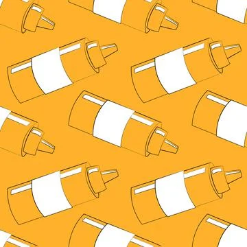 Seamless vector pattern with outline yellow mustard Stock Illustration