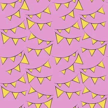 Seamless vector pattern with outline yellow flags Illustrazione stock