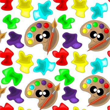 Seamless vector pattern with paints and stains Stock Illustration