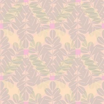 Seamless vector pattern with pale leaves shapes Stock Illustration