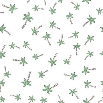 Seamless vector pattern with palm tree on white background Stock Illustration