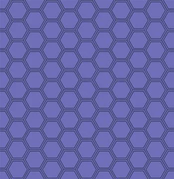 Seamless vector pattern of Pantone 2022 color honeycomb mosaic. Purple hexago Stock Illustration