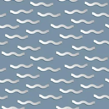 Seamless vector pattern with papercut ocean waves in muted neutral colors Stock Illustration