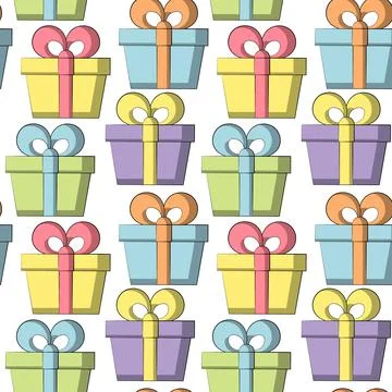 Seamless vector pattern with pastel color gift box Stock Illustration
