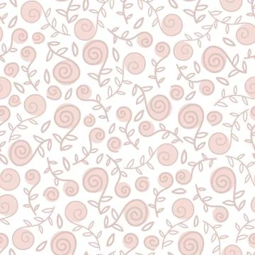 Seamless vector pattern with pastel doodle rose flowers on a white background Stock Illustration