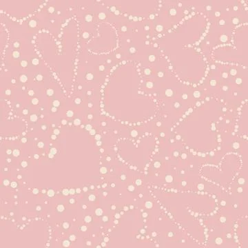 Seamless vector pattern with pastel dotted hearts on a pink background Stock Illustration