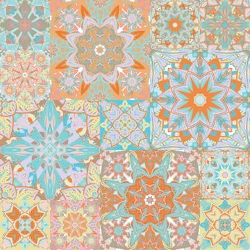 Seamless vector pattern. Patchwork. in arabic style. Abstract illustration Illustrazione stock