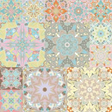 Seamless vector pattern. Patchwork. in arabic style. Abstract illustration Stock Illustration