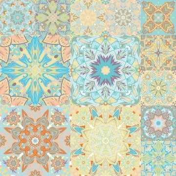 Seamless vector pattern. Patchwork. in arabic style. Abstract illustration 스톡 일러스트