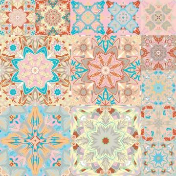 Seamless vector pattern. Patchwork. in arabic style. Abstract illustration Stock Illustration